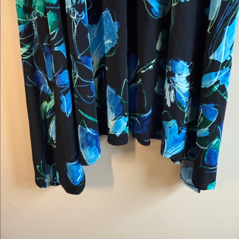 Apt. 9 Black High-Low Skirt with Blue & Teal Floral Print - Picture 5 of 6